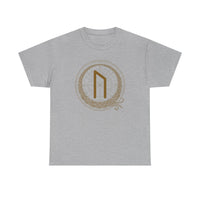 Uruz Rune Symbol Graphic T-Shirt - Heavyweight Cotton Classic Fit - Unisex White