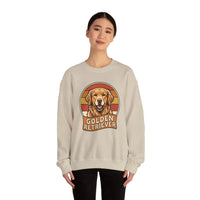 Golden Retriever Retro 70s Sunset Sweatshirt - Heavy Blend Fleece Crewneck - Unisex Ash