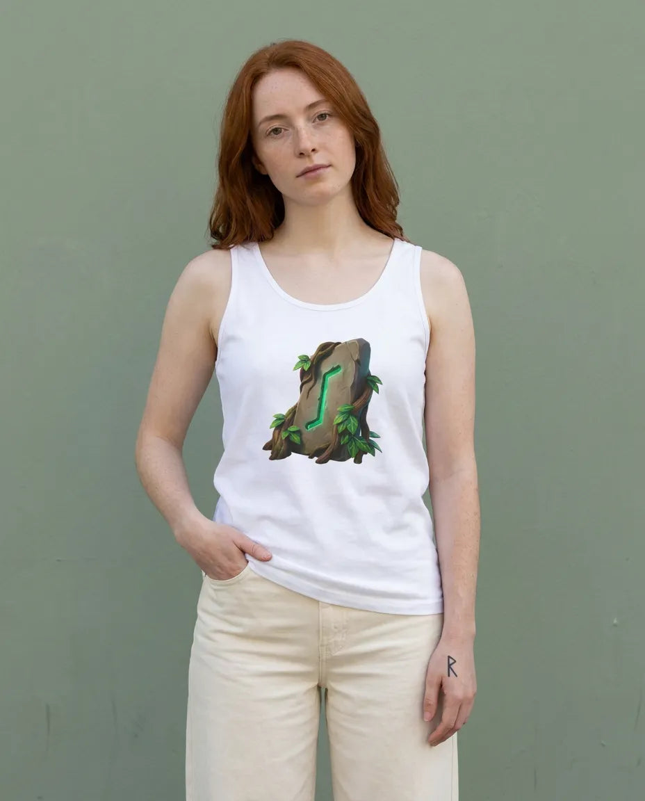 Eihwaz Yggdrasil Rune Tank Top - Soft Ring-Spun Cotton Jersey - Unisex White
