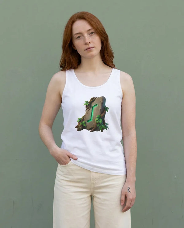 Eihwaz Yggdrasil Rune Tank Top - Soft Ring-Spun Cotton Jersey - Unisex White