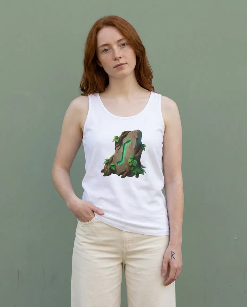 Eihwaz Yggdrasil Rune Tank Top - Soft Ring-Spun Cotton Jersey - Unisex White