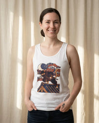 Ninja Cat Ukiyo-e Samurai Tank Top - Lightweight Jersey Retail Fit - Unisex Athletic Heather