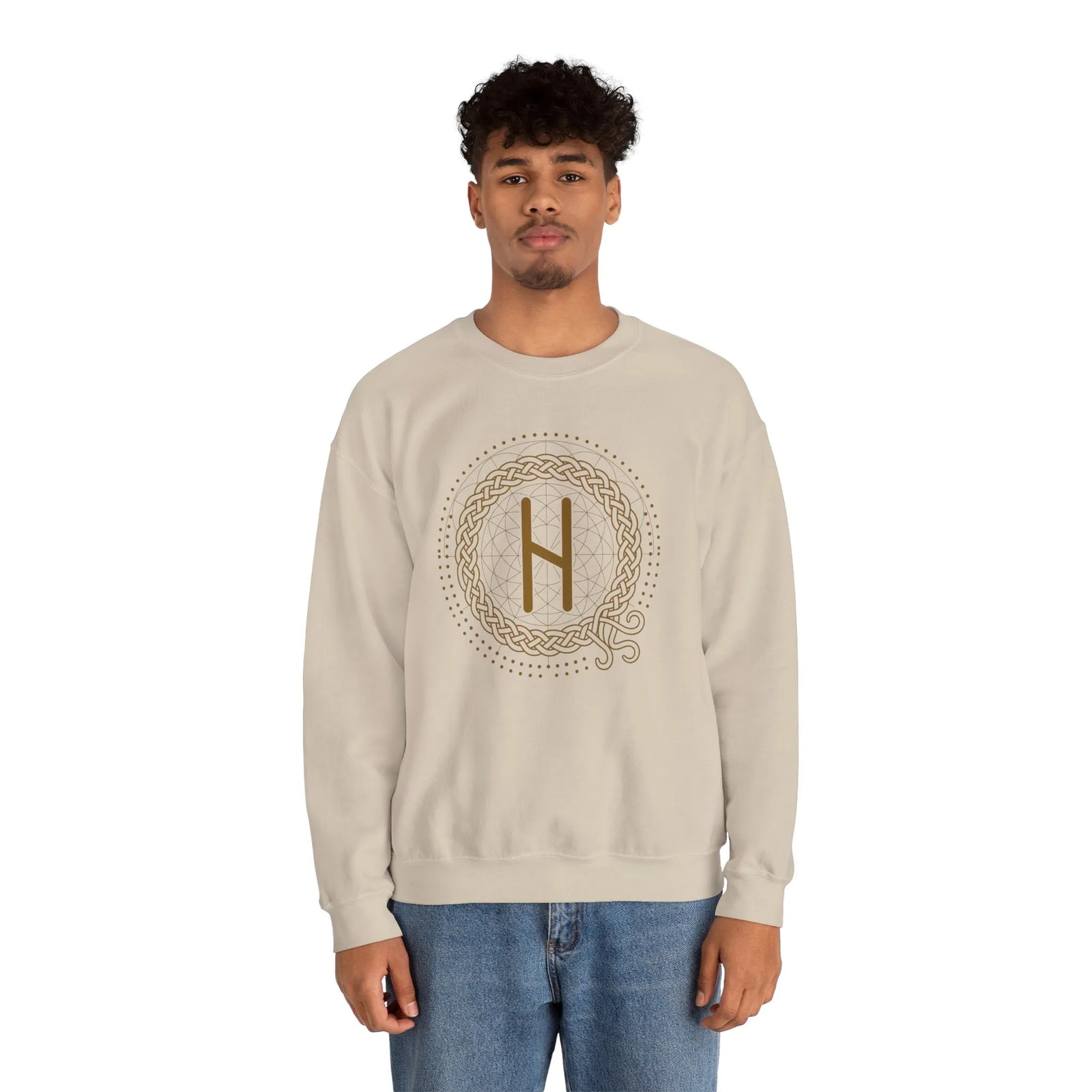 Hagalaz Rune Crushing Change Sweatshirt - Heavy Blend Cotton Poly Crewneck - Unisex White