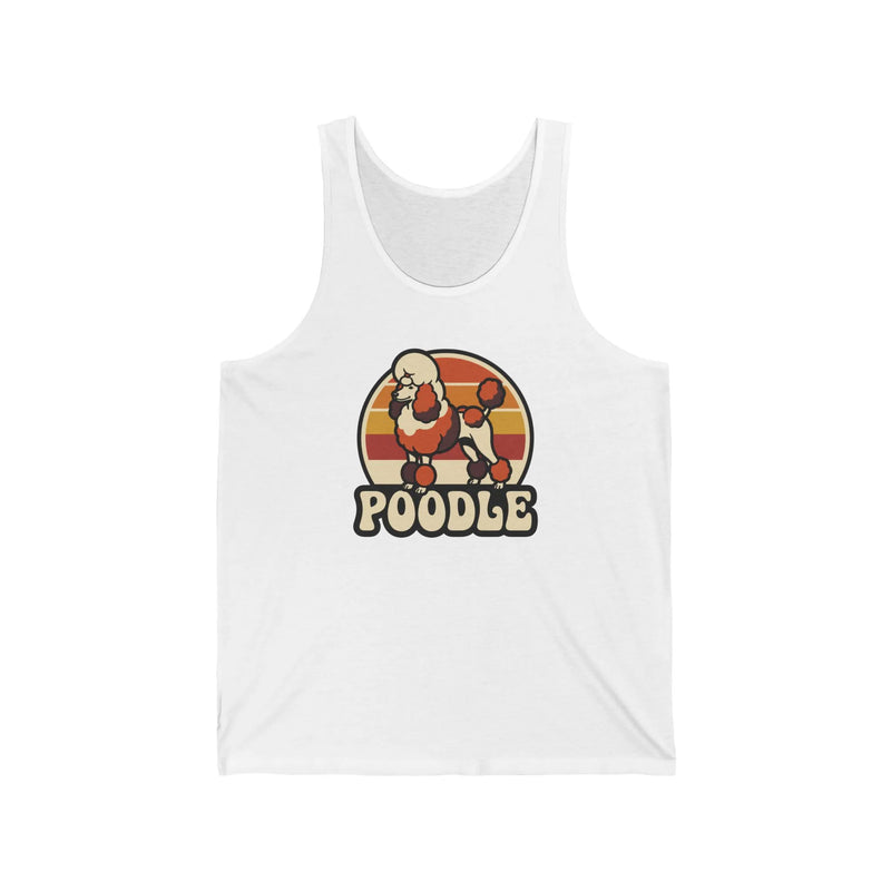 Poodle Retro 70s Sunset Tank Top - Soft Ringspun Cotton Jersey - Unisex White