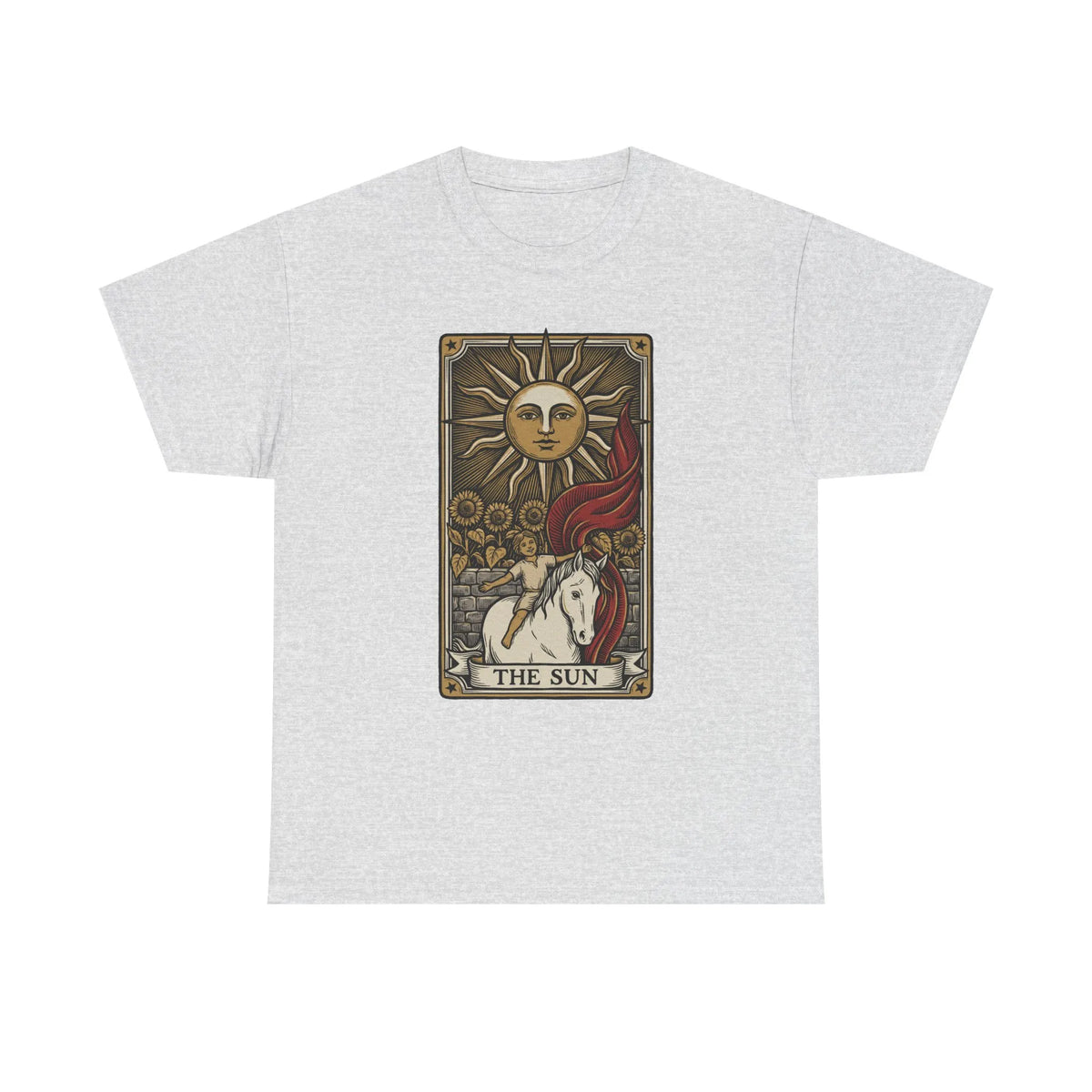 Tarot The Sun Card T-Shirt - Medium Weight 100% Cotton Tee - Unisex White