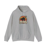 Black Cat Retro Sunset Hoodie - Heavy Blend Cotton-Poly Fleece - Unisex White