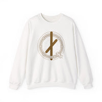 ᚾ Nauthiz Runic Design Sweatshirt - Heavy Blend Crewneck Fleece - Unisex White