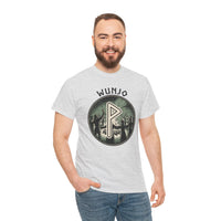Wunjo Rune Joy Celebration T-Shirt - Heavy Cotton Classic Fit Crewneck - Unisex White