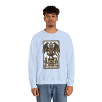 Devil Tarot Card Graphic Sweatshirt - Heavy Blend Fleece Crewneck - Unisex White