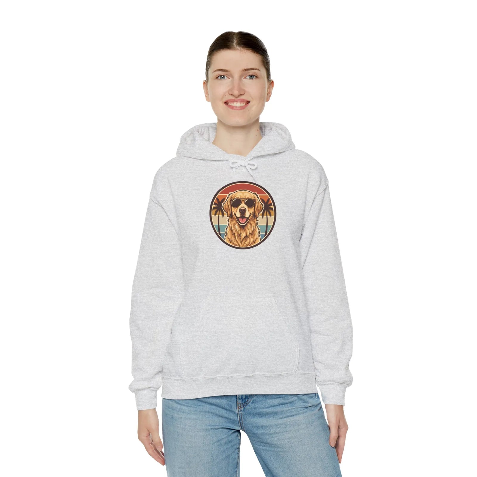 Golden Retriever Cool Dog Hoodie - Soft Heavy Blend Fleece Pullover - Unisex White