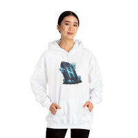Hagalaz Rune Stone Graphic Hoodie - Heavy Blend Fleece Pullover - Unisex White