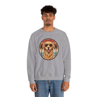 Golden Retriever Sunset Sweatshirt - Heavy Blend Cotton Poly Crewneck - Unisex White
