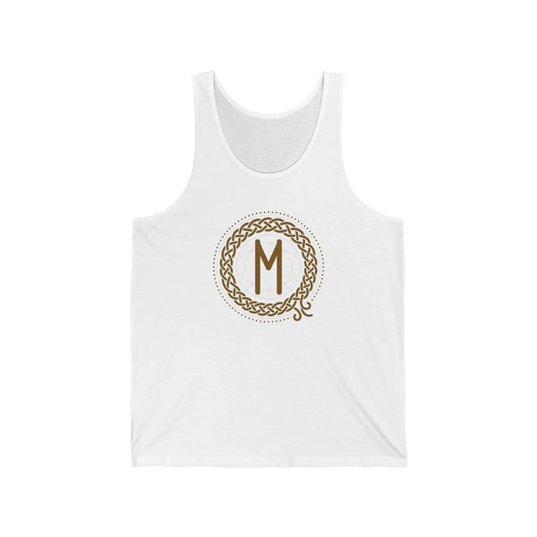 Ehwaz Divine Partnership Rune Tank Top - Lightweight Airlume Cotton Retail Fit - Unisex White