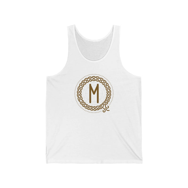 Ehwaz Divine Partnership Rune Tank Top - Lightweight Airlume Cotton Retail Fit - Unisex White