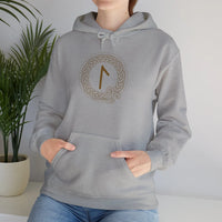 Laguz Rune Norse Knotwork Hoodie - Soft Cotton Poly Blend Pullover - Unisex White