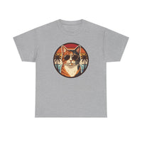 Calico Cool Cat Sunset Aviator T-Shirt - Heavy Cotton Classic Fit Tee - Unisex White
