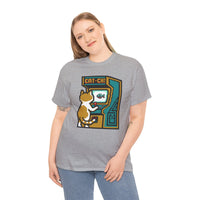 8-Bit Pixel Gaming Cats Arcade T-Shirt - Heavy Cotton Classic Fit Tee - Unisex White
