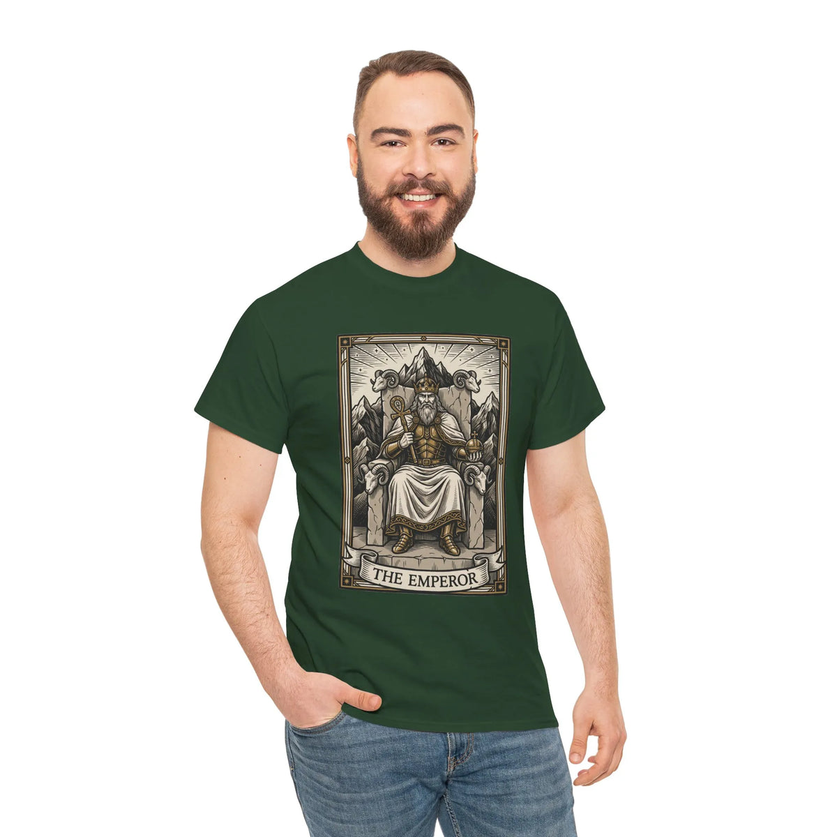 The Emperor Tarot Card T-Shirt - Heavy Cotton Classic Fit - Unisex White