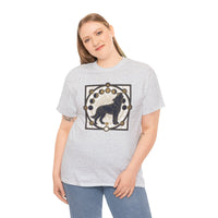 Sacred Geometry Spirit Dog Howl T-Shirt - Heavyweight Cotton Classic Fit Tee - Unisex White