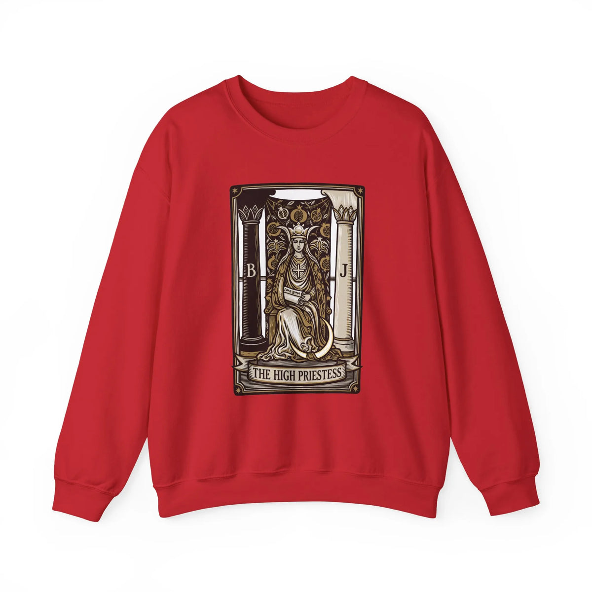 The High Priestess Tarot Card Sweatshirt - Heavy Blend Fleece Crewneck - Unisex White