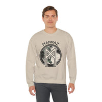 Mannaz Humanity Rune Graphic Sweatshirt - Heavy Blend Fleece Crewneck - Unisex White