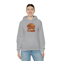 Dachshund Retro 70s Sunset Hoodie - Classic Fit Fleece Pullover - Unisex White