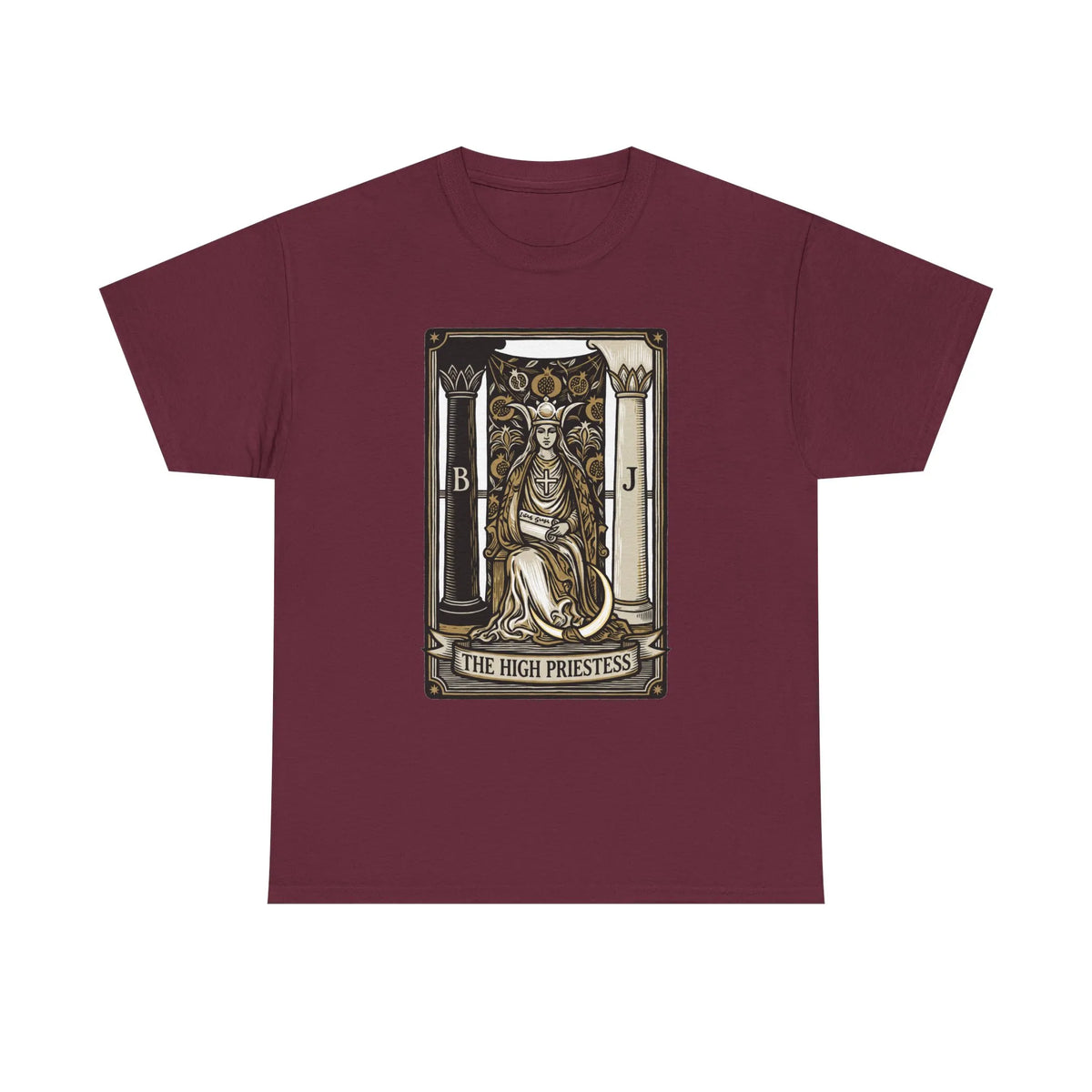 The High Priestess Tarot Card T-Shirt - Heavy Cotton Classic Fit Tee - Unisex White