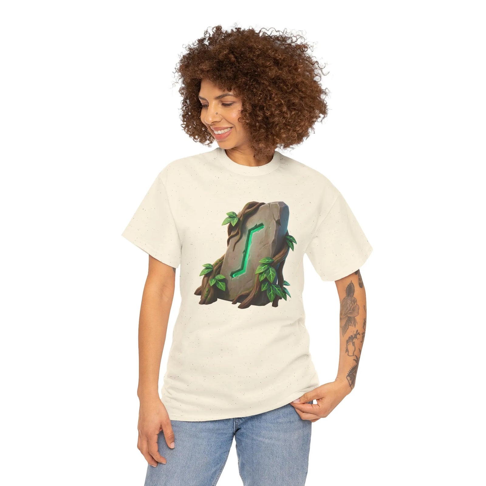 Eihwaz Yew Tree Rune T-Shirt - Heavy 100% Cotton Classic Fit - Unisex White