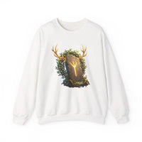 Elhaz Rune Antler Graphic Sweatshirt - Heavy Blend Fleece Crewneck - Unisex White
