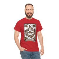 Wheel of Fortune Tarot Graphic T-Shirt - Heavyweight Cotton Classic Fit - Unisex White