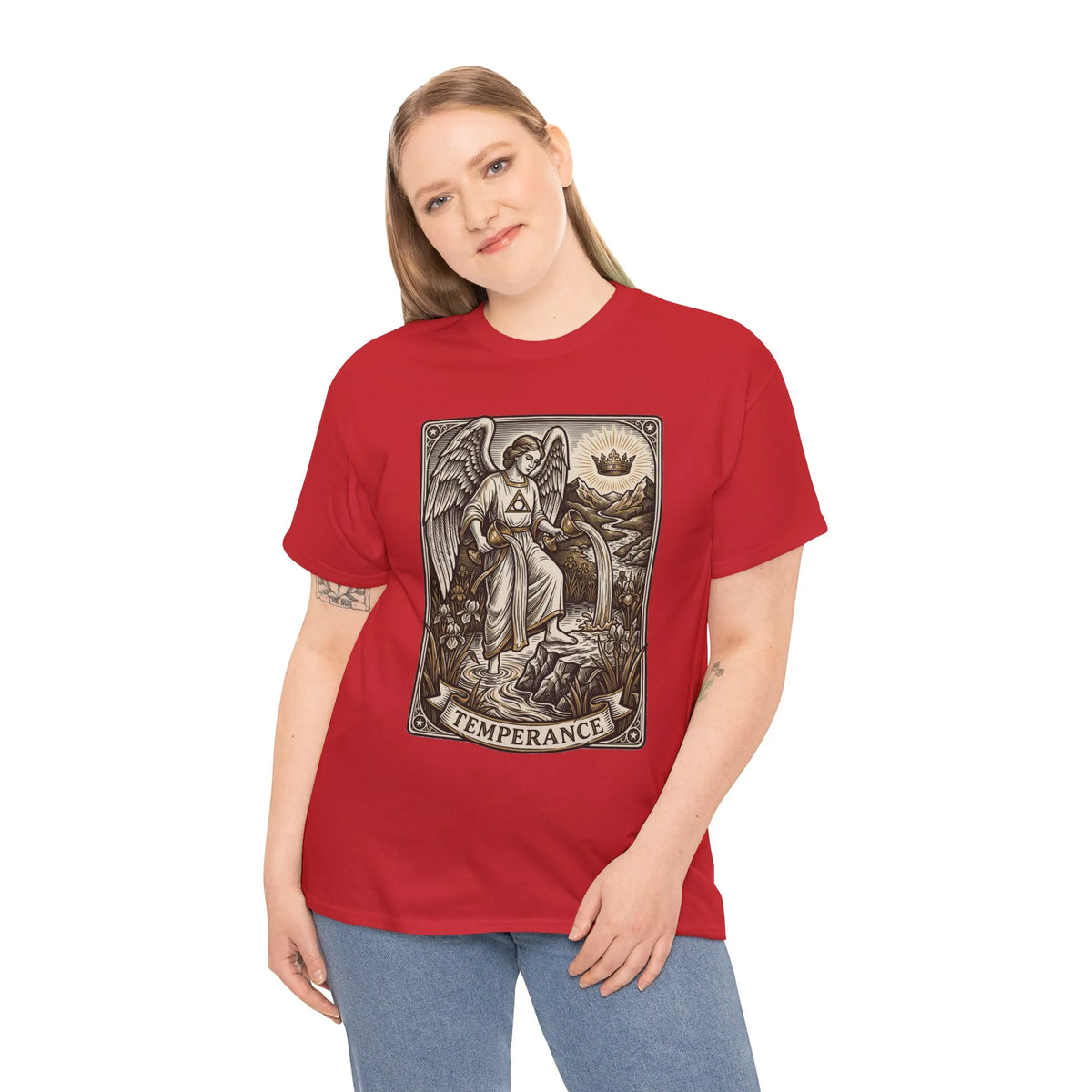 Temperance Angel Tarot Card T-Shirt - Heavy Cotton Classic Fit Tee - Unisex White