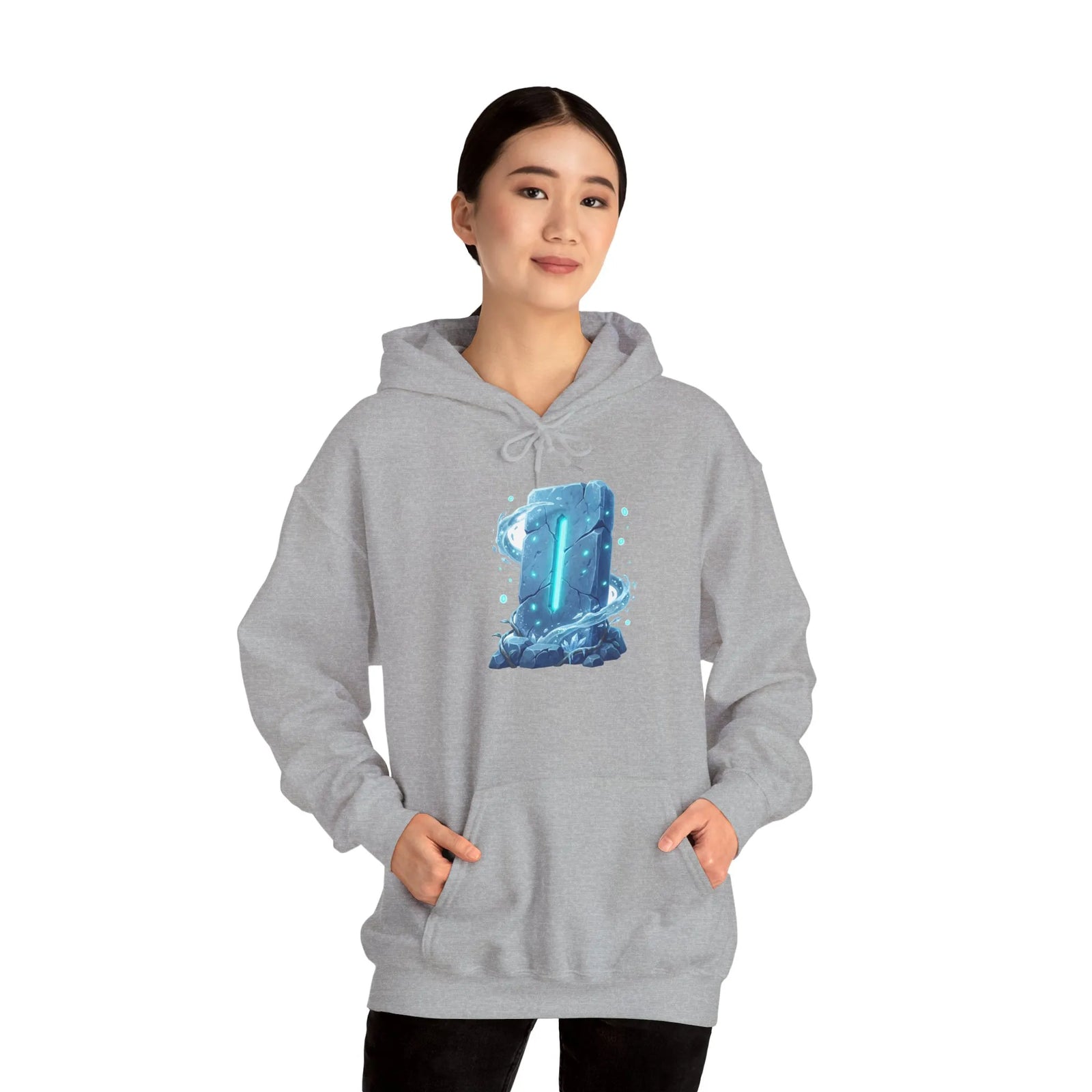 Isa Rune Ice Hoodie - Heavy Blend Cotton Blend Pullover - Unisex White