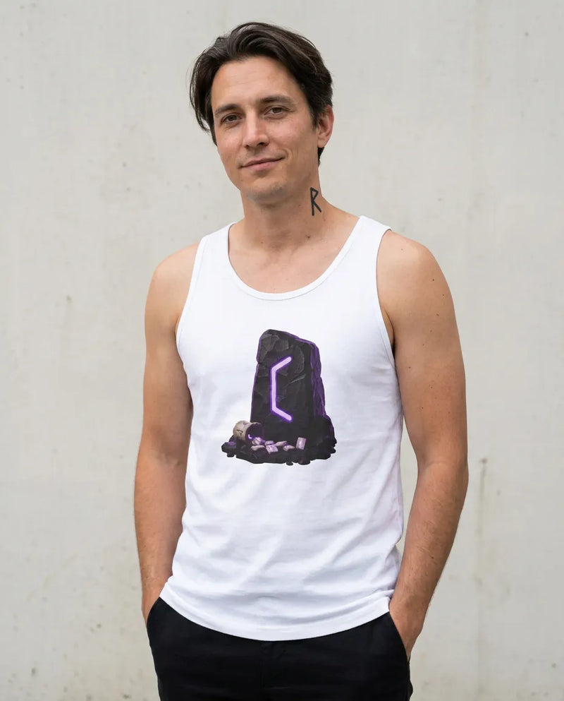 Perthro Rune Divination Tank Top - Lightweight Cotton Retail Fit - Unisex White