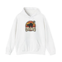 Black Cat Retro Sunset Hoodie - Heavy Blend Cotton-Poly Fleece - Unisex White