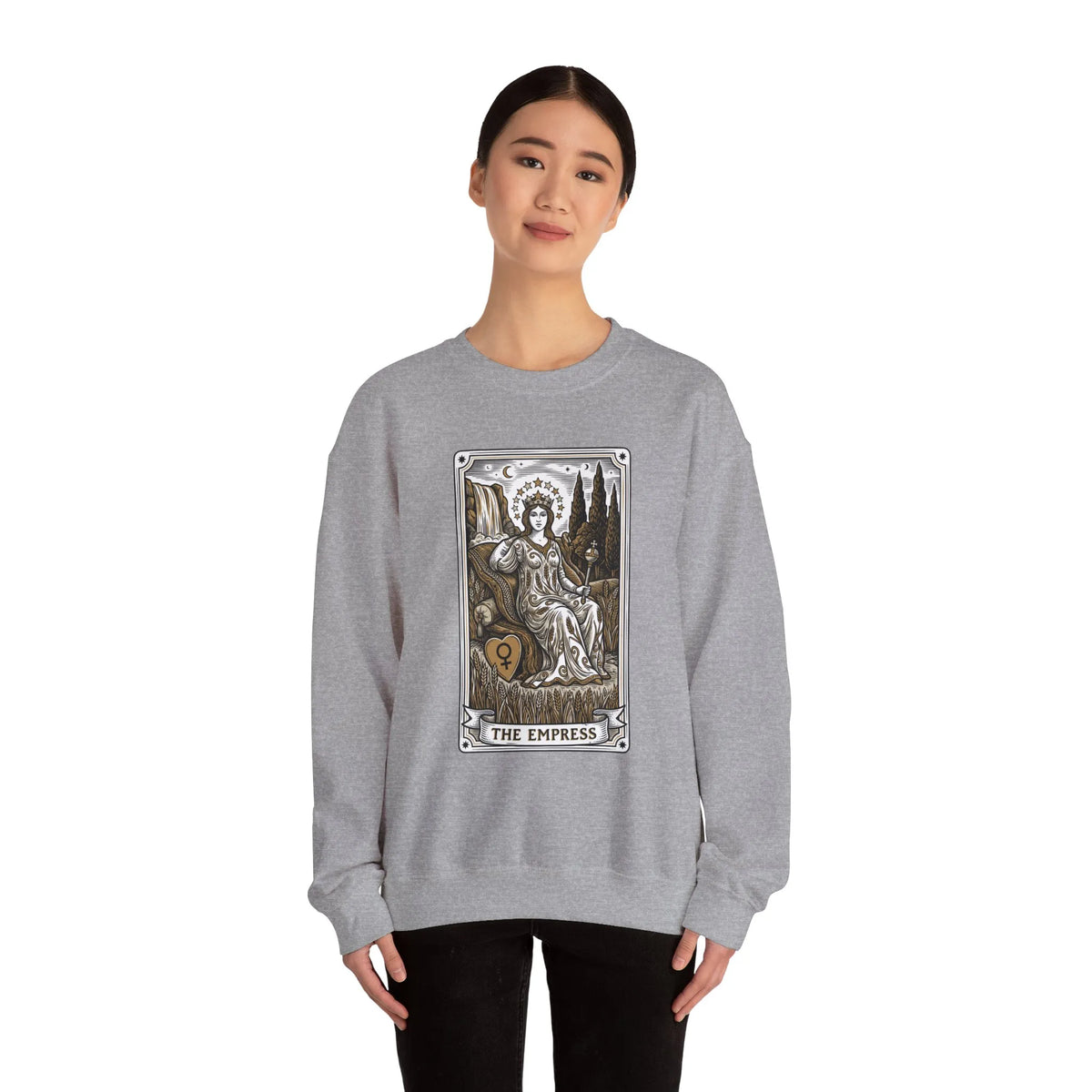 Major Arcana Empress Tarot Card Sweatshirt - Soft Heavy Blend Crewneck - Unisex White