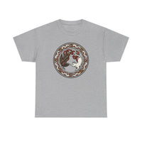 Norse Cat & Raven Woodcut T-Shirt - Heavy Cotton Classic Fit Tee - Unisex White
