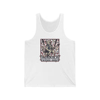 Heavy Metal Rocker Cat Guitar Solo Tank Top - Lightweight Airlume Cotton Jersey - Unisex White