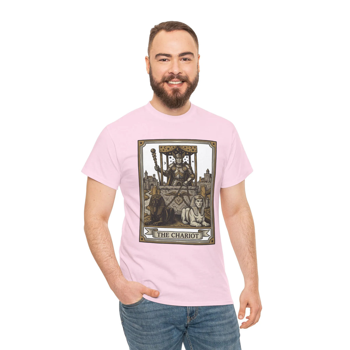 The Chariot Tarot Card T-Shirt - Heavy Cotton Classic Fit Tee - Unisex White