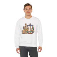 Egyptian Cat Scales Graphic Sweatshirt - Heavy Blend Fleece Crewneck - Unisex White