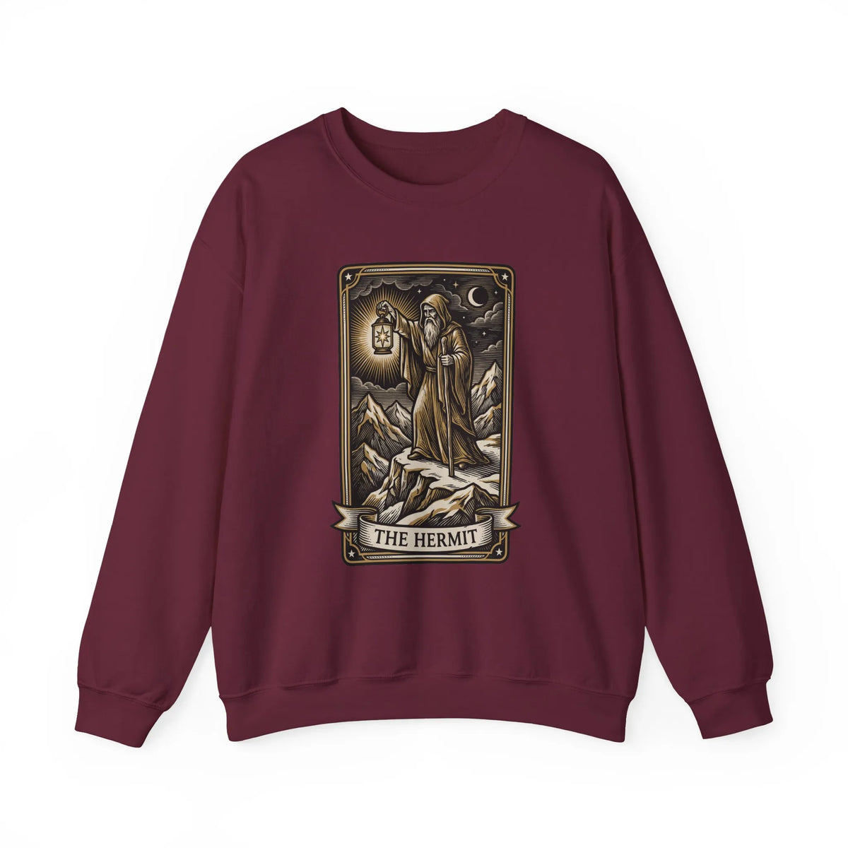 The Hermit Tarot Card Sweatshirt - Heavy Blend Crewneck Fleece - Unisex Off White