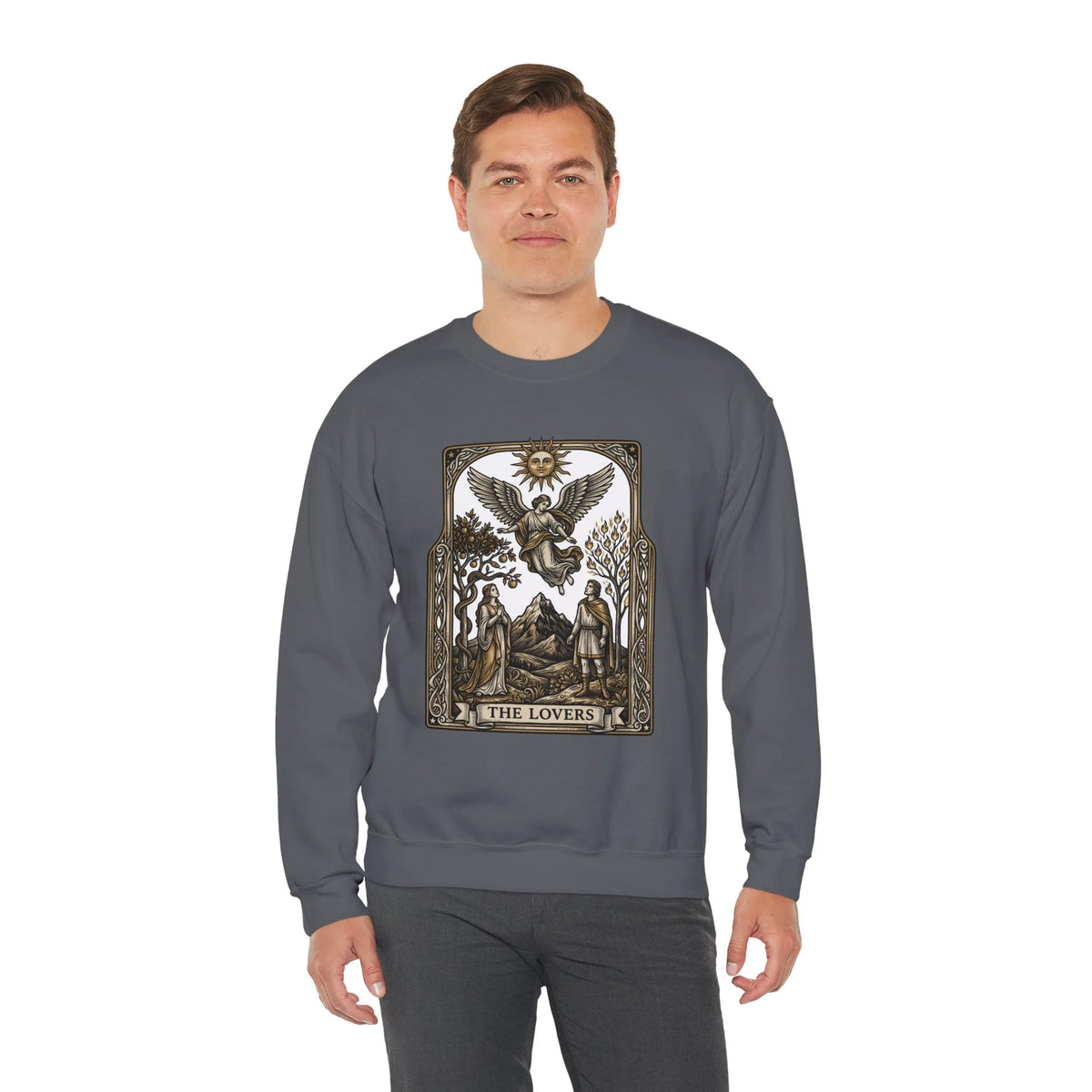 The Lovers Tarot Card Sweatshirt - Heavy Blend Fleece Crewneck - Unisex White