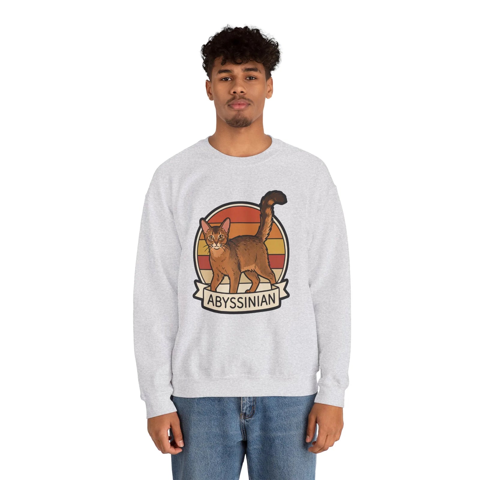 Abyssinian Retro 70s Sunset Sweatshirt - Heavy Blend Classic Crewneck - Unisex White