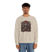 Viking Berserker Cats Graphic Sweatshirt - Heavy Blend Classic Fit Crewneck - Unisex White