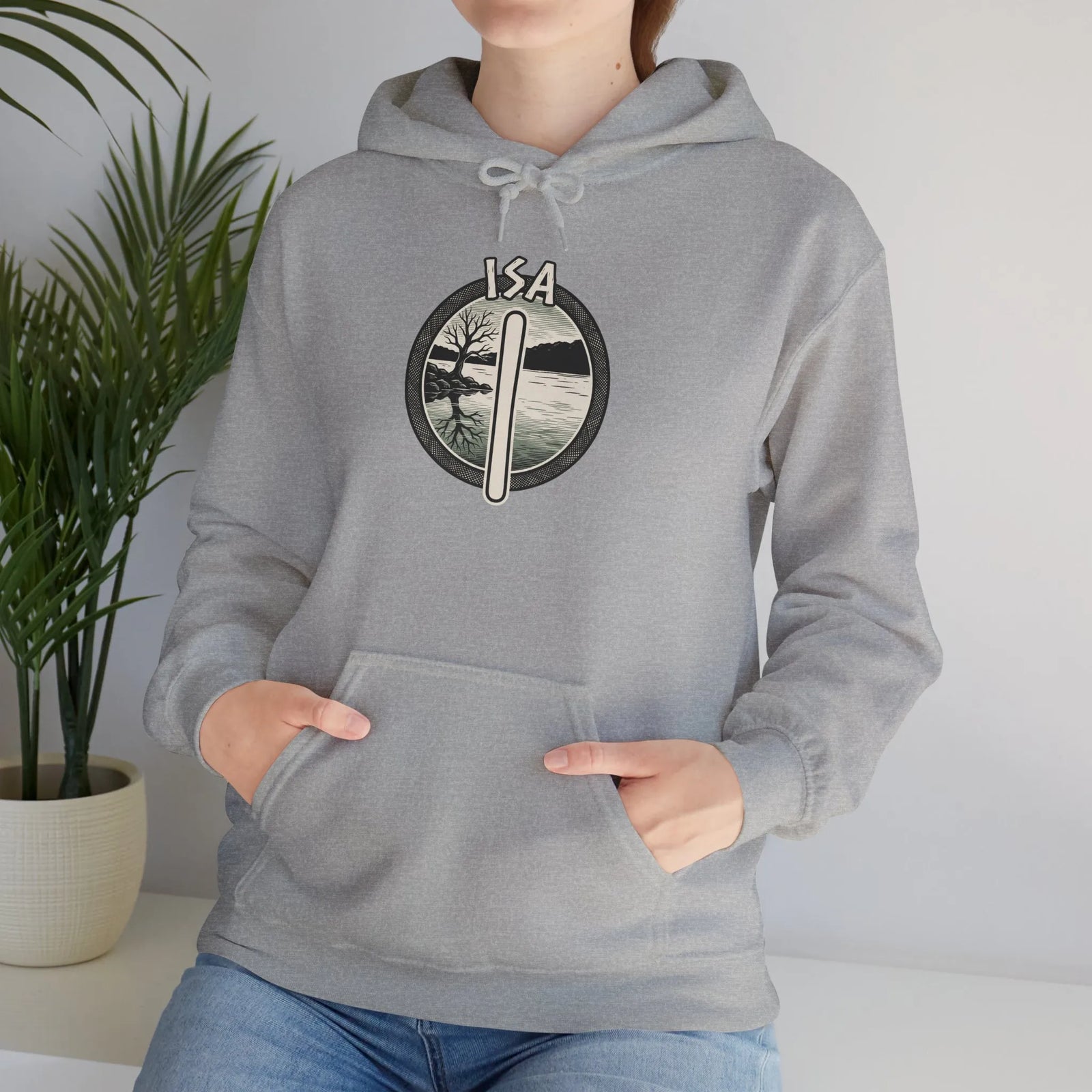 Isa Rune Ice Stillness Hoodie - Heavy Blend Fleece Pullover - Unisex White