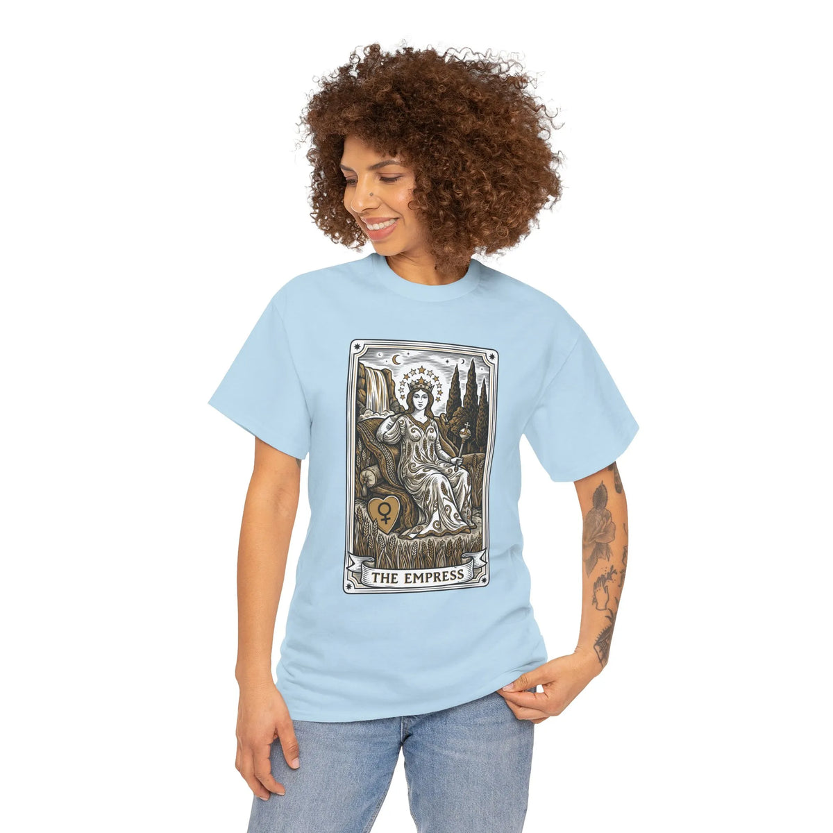 Empress Tarot Card Graphic T-Shirt - Heavy Cotton Classic Fit Tee - Unisex White