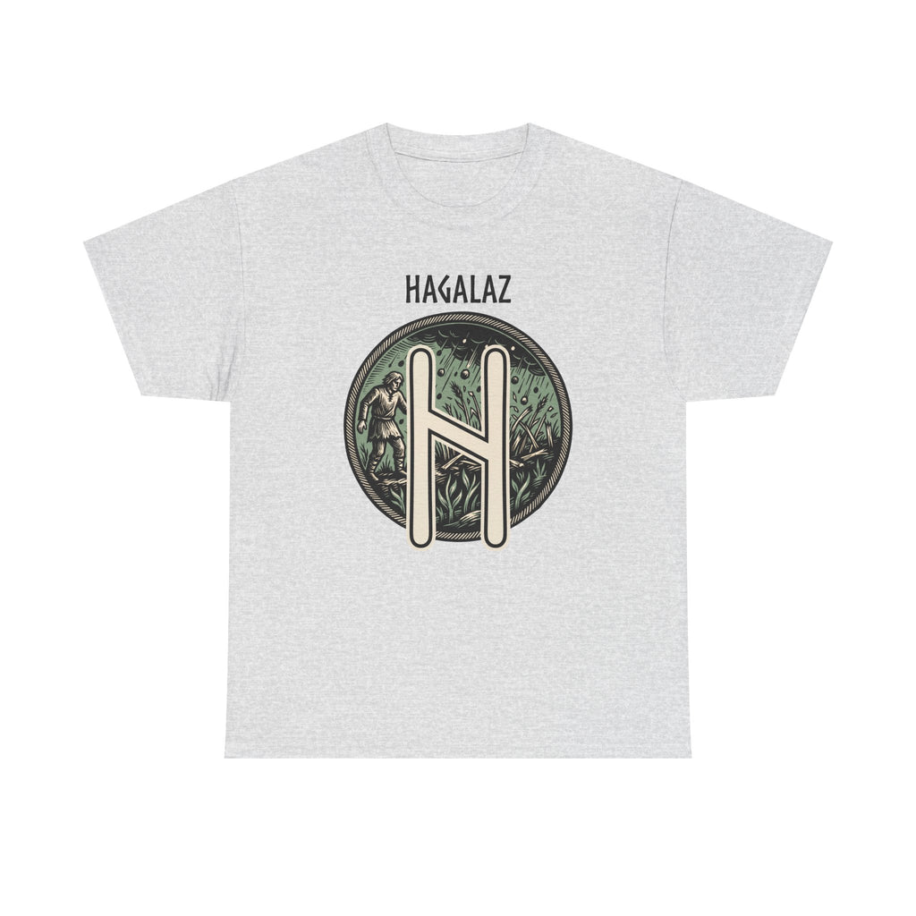 Hagalaz Rune Nordic Graphic T-Shirt - Heavy Cotton Classic Fit Tee - Unisex White