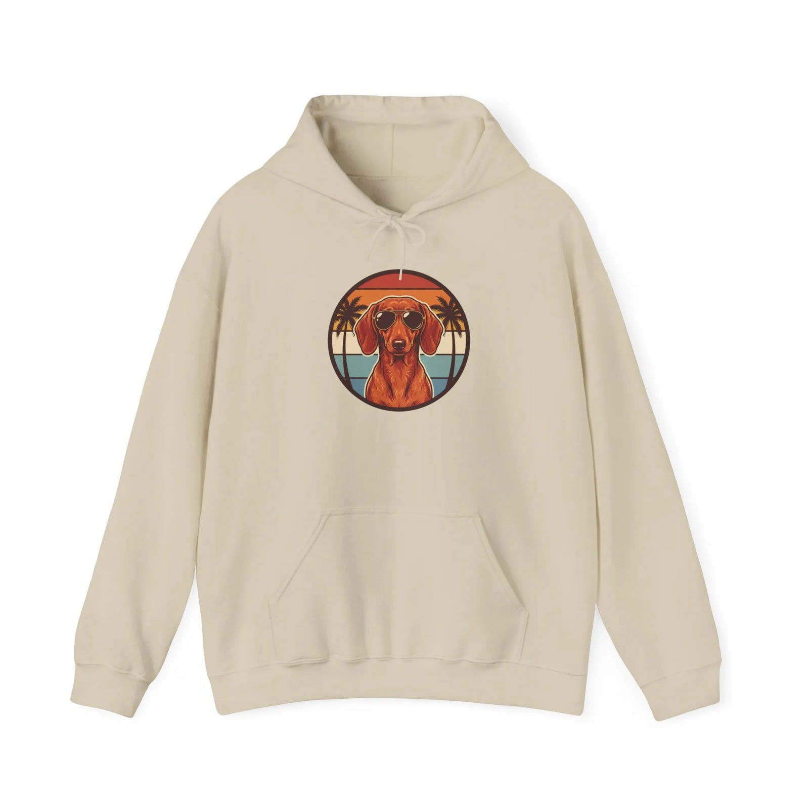 Dachshund 70s Sunset Aviators Hoodie - Medium-Heavy Cotton Blend Pullover - Unisex White