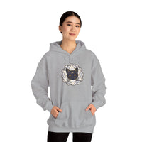 Third Eye Sacred Geometry Alchemist Cat Hoodie - Heavy Blend Fleece Pullover - Unisex White