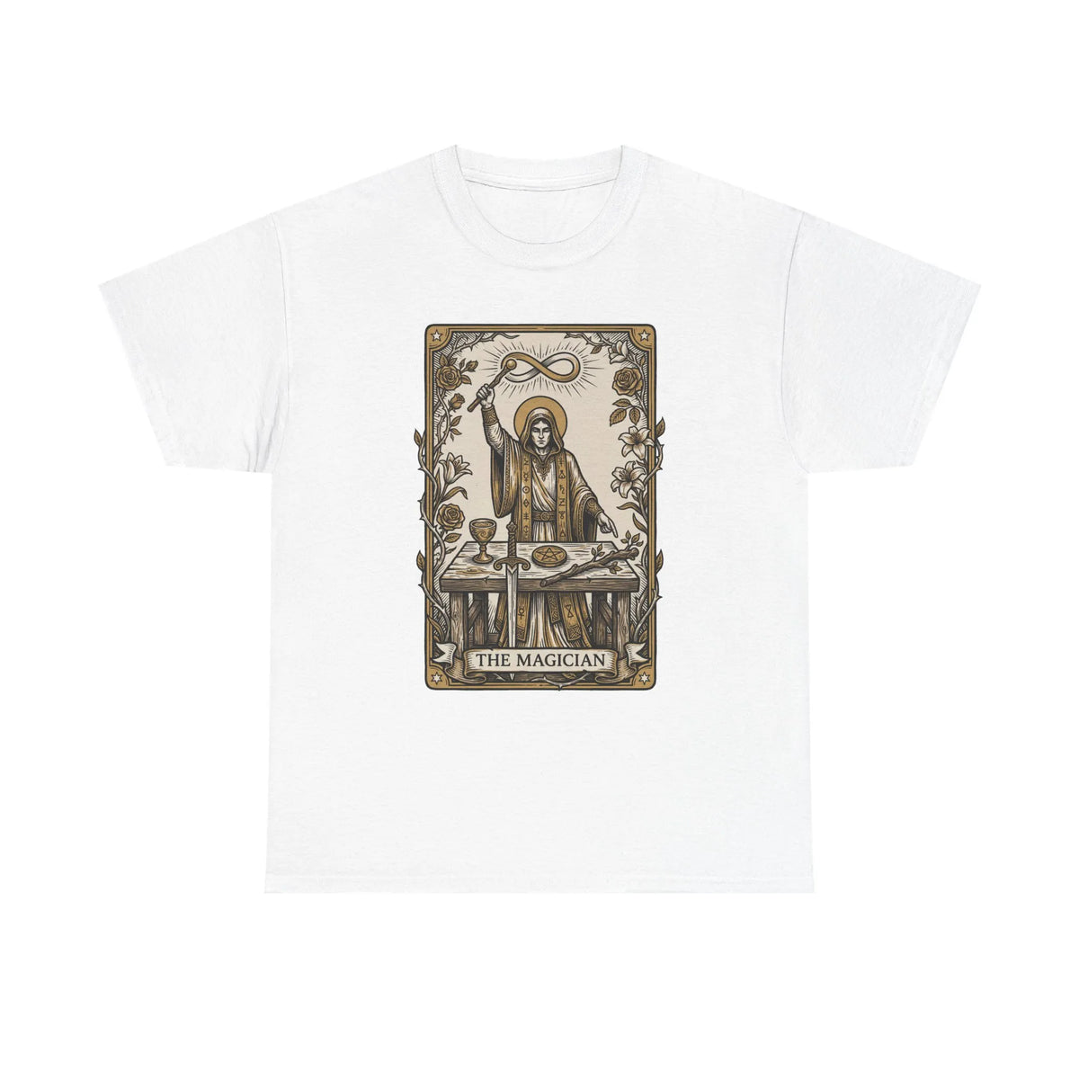 The Magician Tarot Card T-Shirt - Heavyweight 100% Cotton Classic Tee - Unisex White