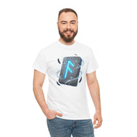 Ansuz Rune Odin's Raven Graphic T-Shirt - Heavy Cotton Classic Fit Crewneck Tee - Unisex White